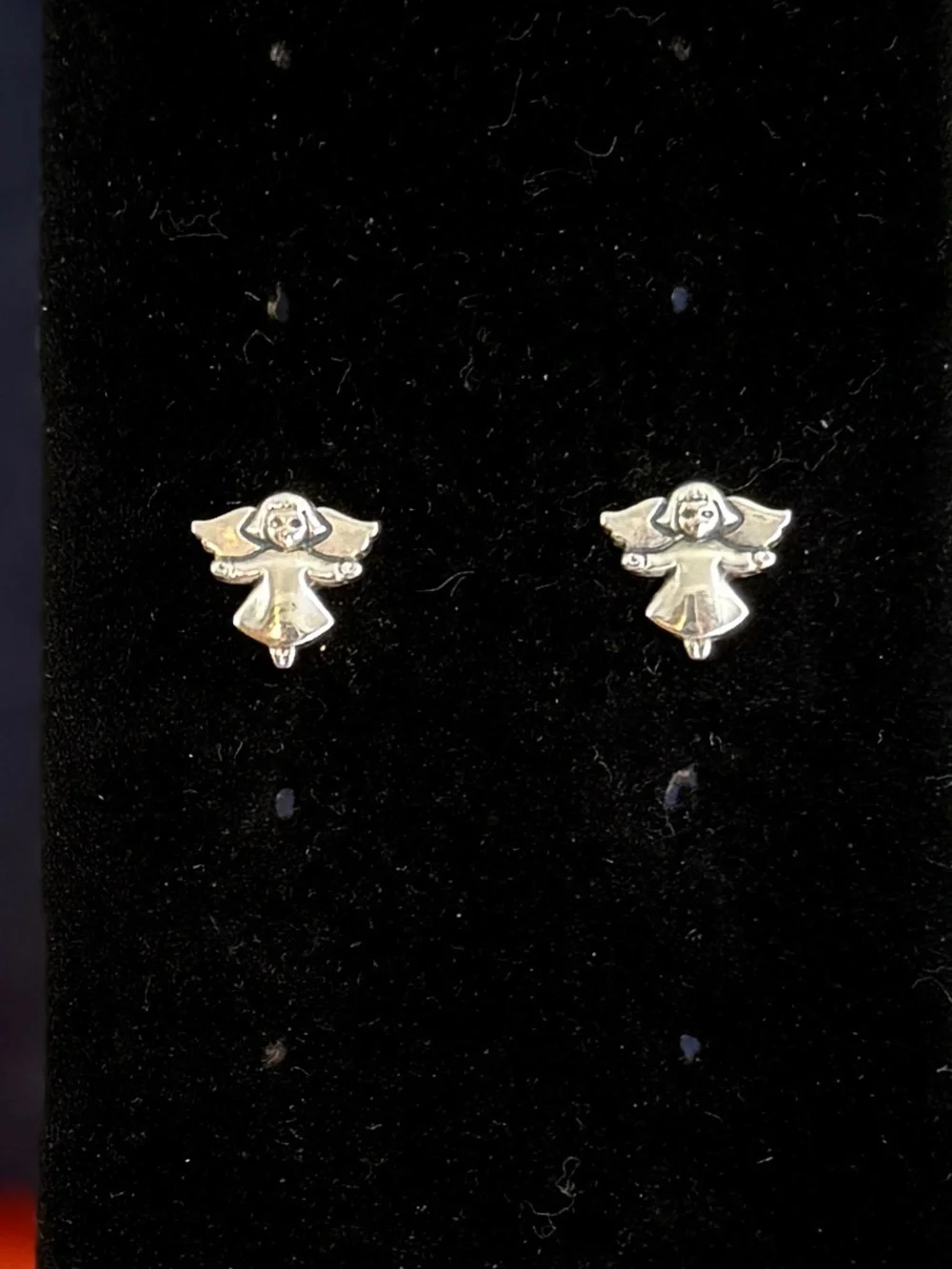 JAMES AVERY Sterling Silver Guardian Angel Flying Stud Earrings w/Box; RETIRED